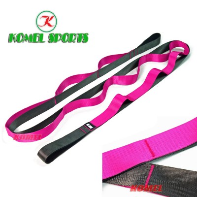 Amazon Hot Selling Stretching Out Strap With 12 Handling Loops,96inch x 1.5inch / Pink Nylon Shiny Strap